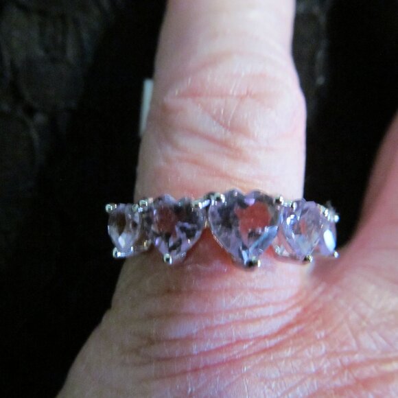 Heart Shaped Brazilian Amethyst Sterling Silver ring Size 6 New in Pkg - Picture 2 of 16